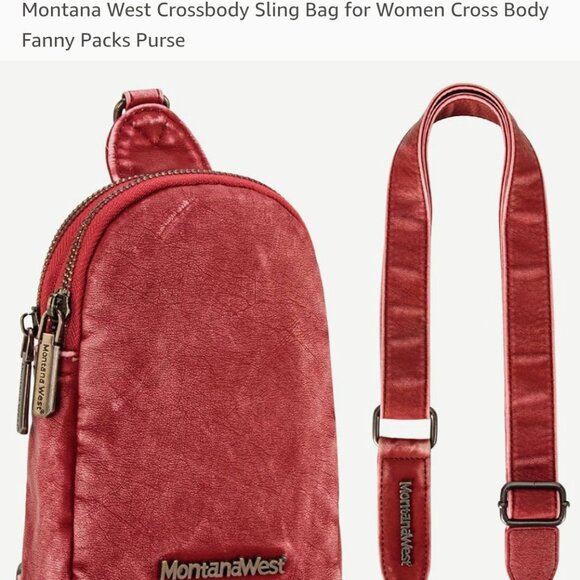 Montana West Handbags - NWT Montana West Stone Washed Crossbody Red-Pink Color